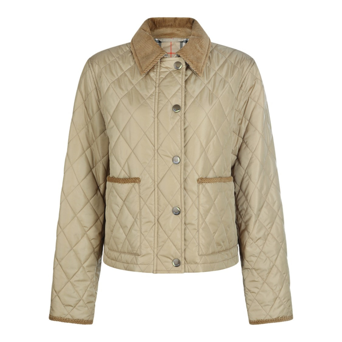 Burberry Quilted Jacket With Corduroy Collar And Trim