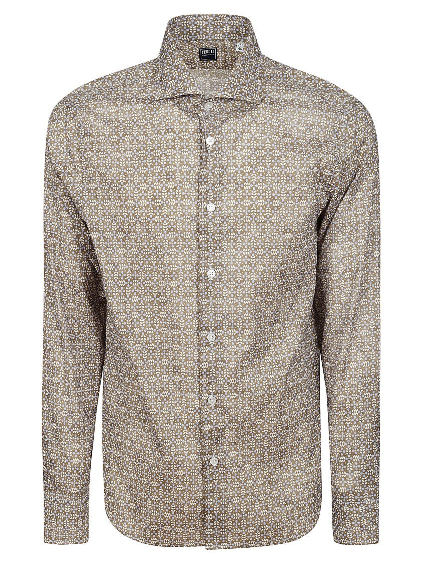 Fedeli Long-Sleeved Cotton Shirt With Floral Pattern
