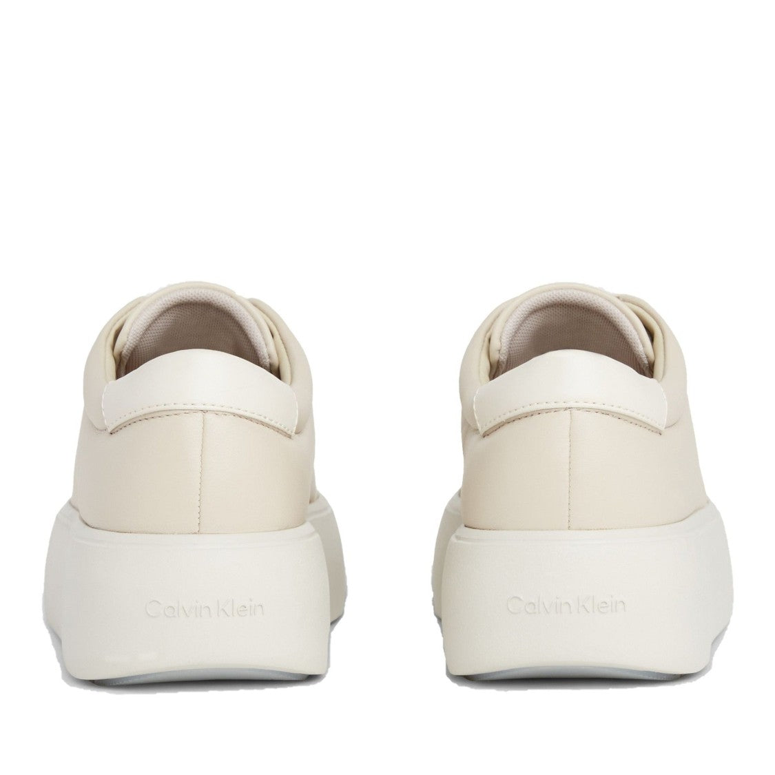 Calvin Klein Beige Minimalist Flatform Leather Sneakers