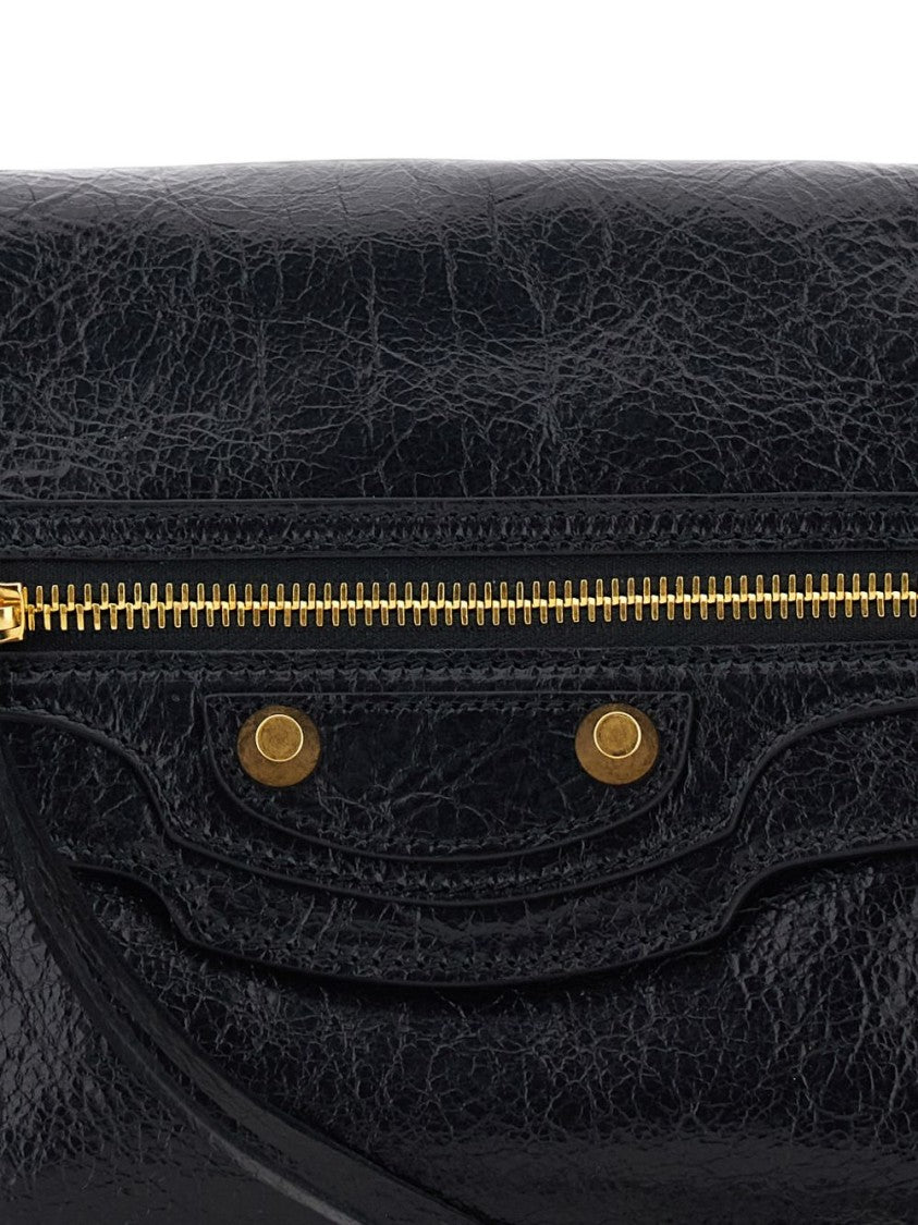 Balenciaga Le City Textured Lamb Leather Chain Clutch