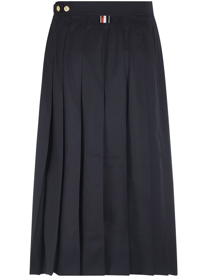 Thom Browne Dropped Back Pleated Skirt In Super 120'S Twill
