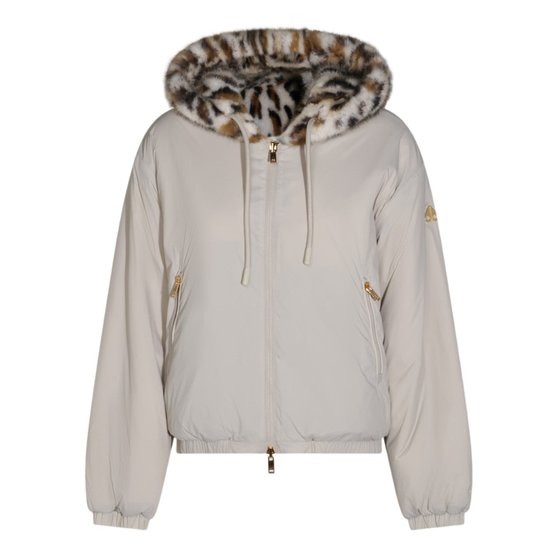 Moose Knuckles Beige Leopard Print Lined Plush Jacket