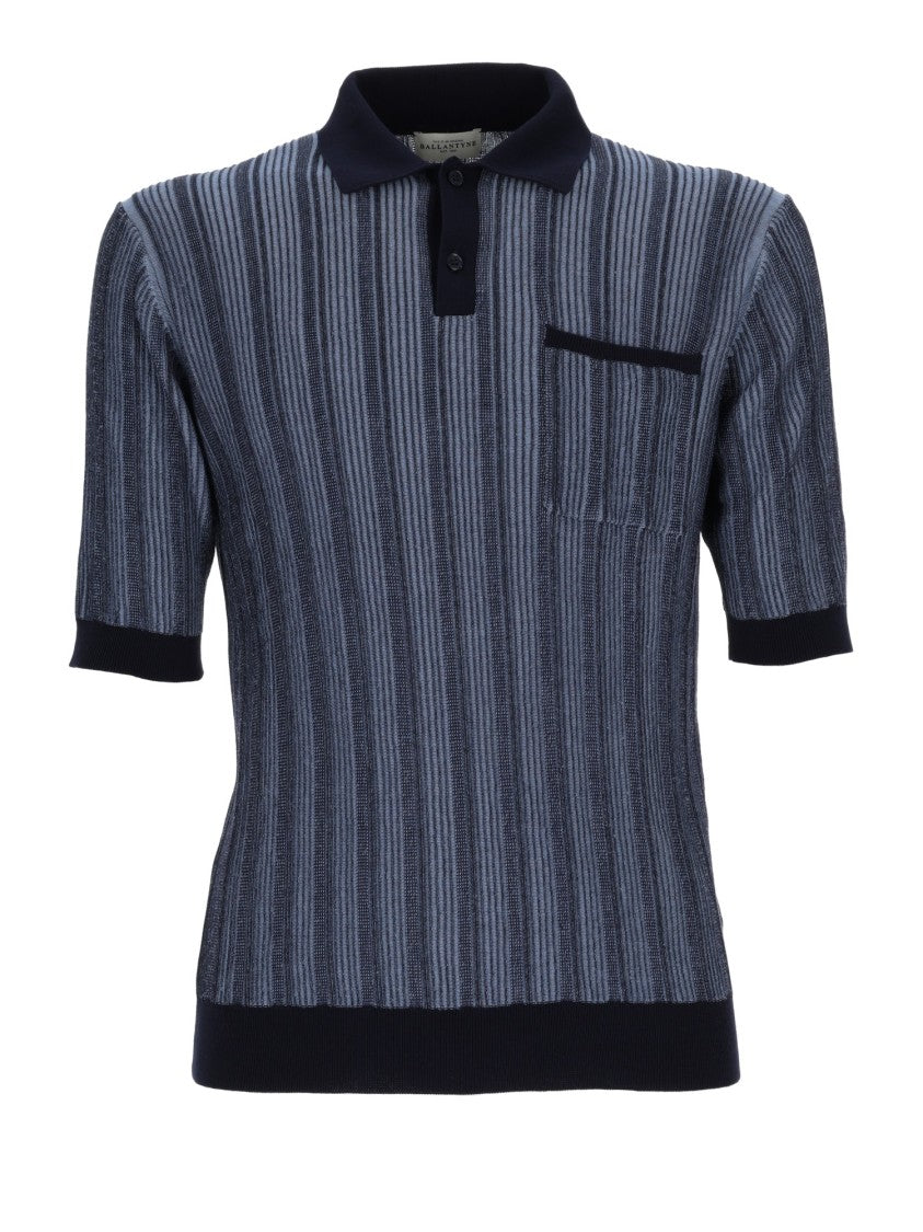 Ballantyne Short-Sleeved Polo Shirt With Vertical Ribbed Stripes