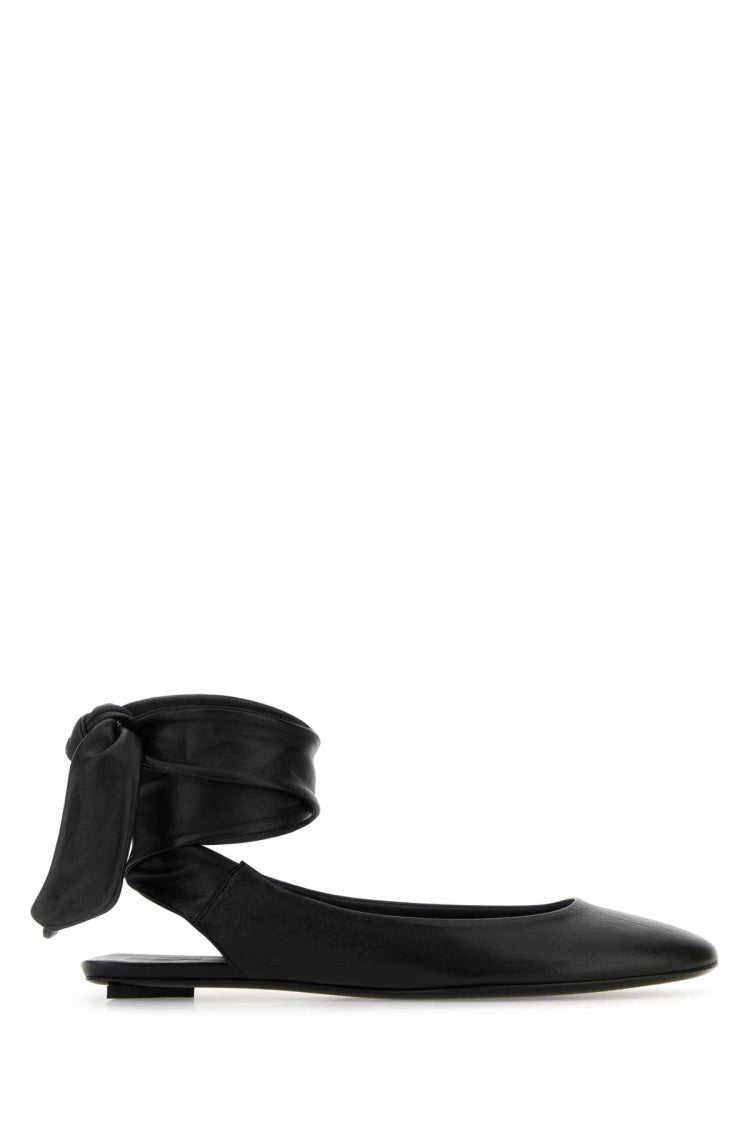 The Attico Pointed Toe Black Leather Slippers