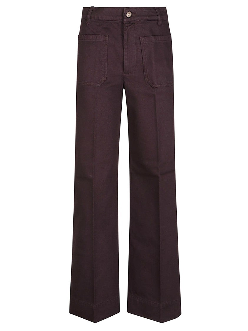 Victoria Beckham Burgundy Alina Wide-Leg Cotton Jeans