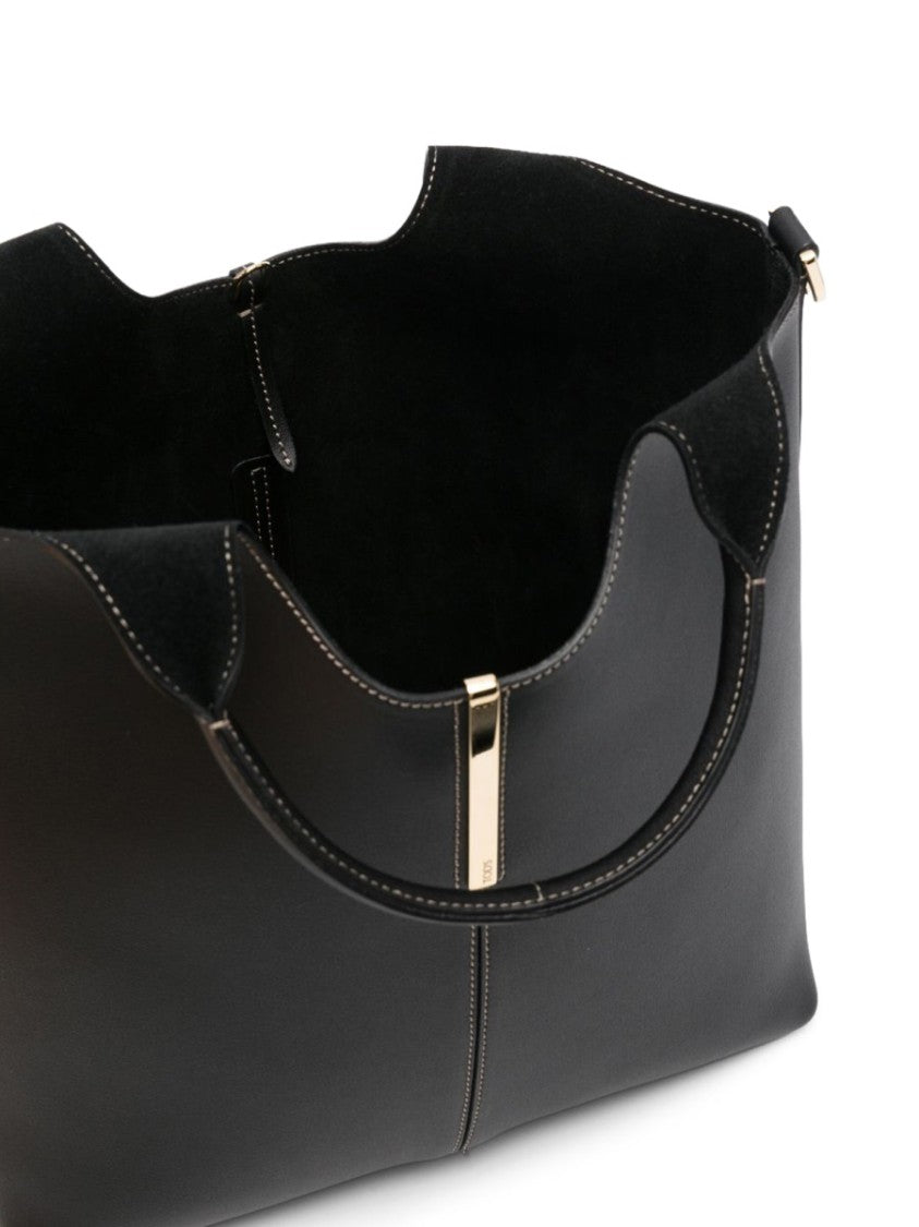 Tod's Black Structured Calfskin Shoulder Bag