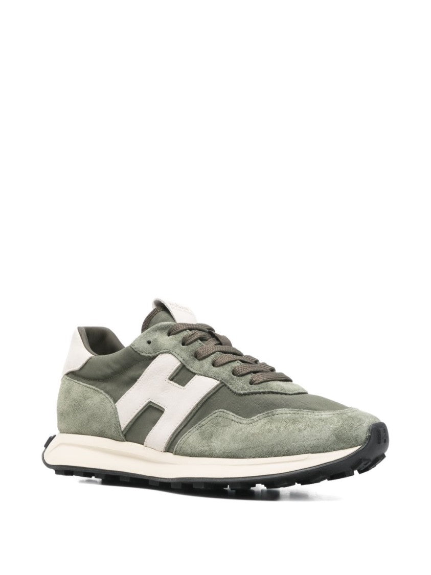 Hogan Green Silk And Nylon Star Sneakers