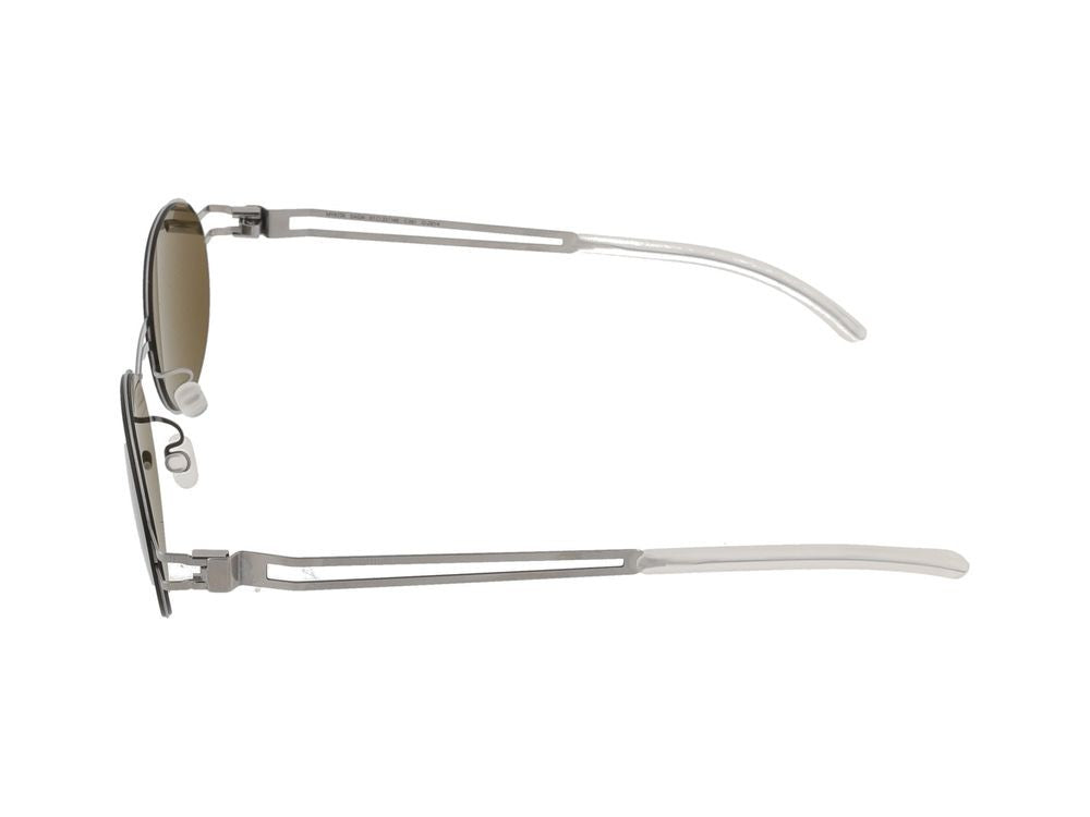 Mykita Shiny Silver Metal Frame Round Lens Sunglasses