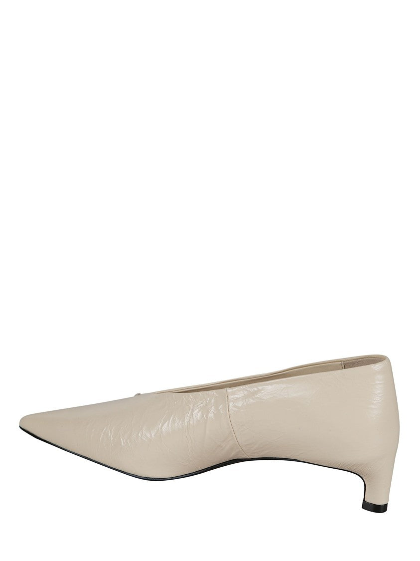 Jil Sander White Crinkled Patent Leather Pumps