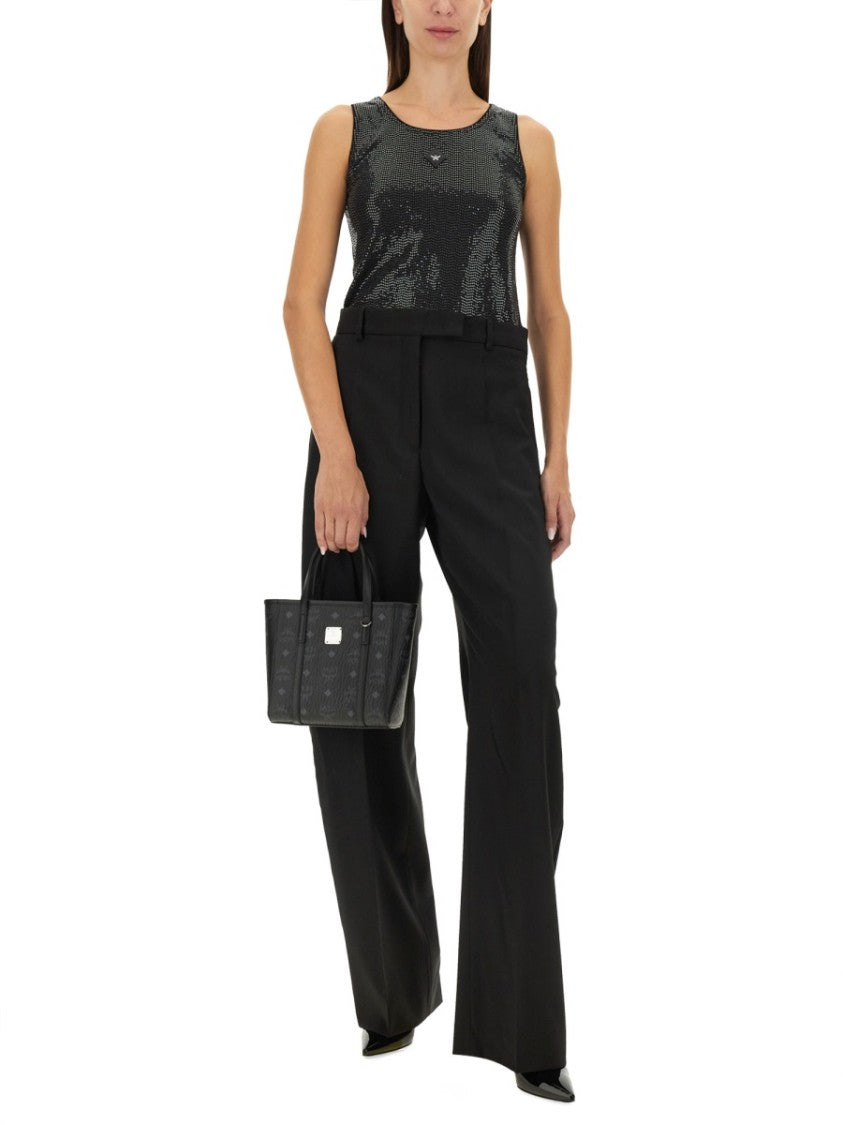 Mcm Satin-Finish Black Tank Top