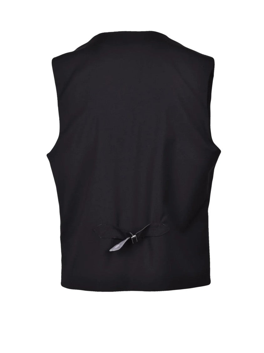 Daniele Alessandrini Tailored Double-Breasted Vest With Deep V-Neckline