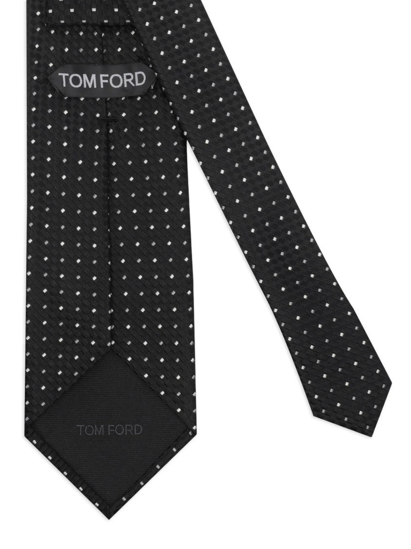 Tom Ford Black Silk Tie With Subtle Dot Pattern
