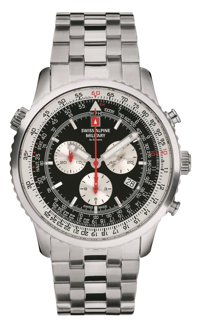 Swiss Alpine Military Viper 45Mm Men's Black Dial Chronograph Watch