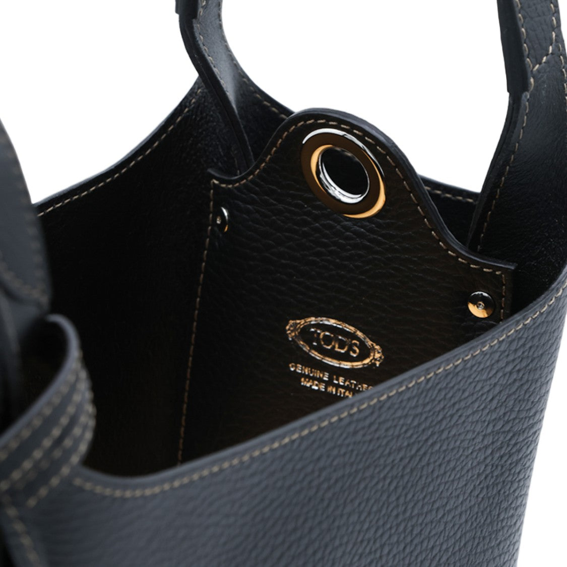 Tod's Structured Pebbled Leather Bucket Bag With Silver Hardware