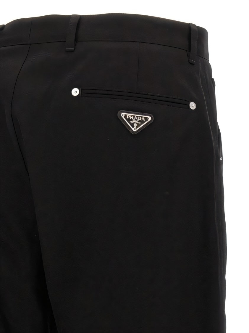 Prada Classic Black Straight Pants With Tapered Hem