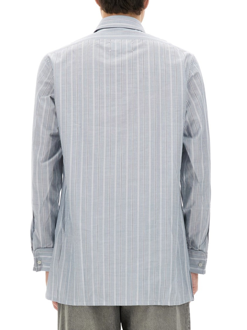 Maison Margiela Classic Striped Button-Down Shirt In Soft Cotton