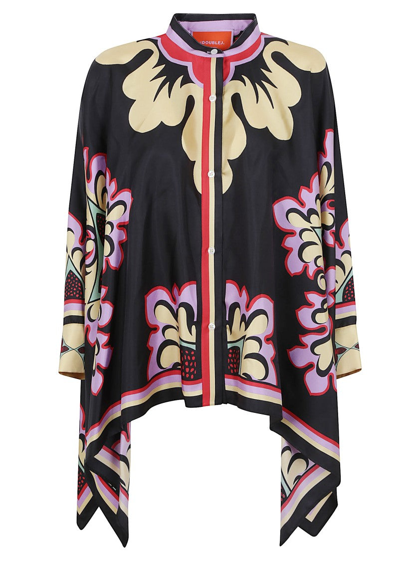 La Double J Asymmetrical Hem Silk Shirt
