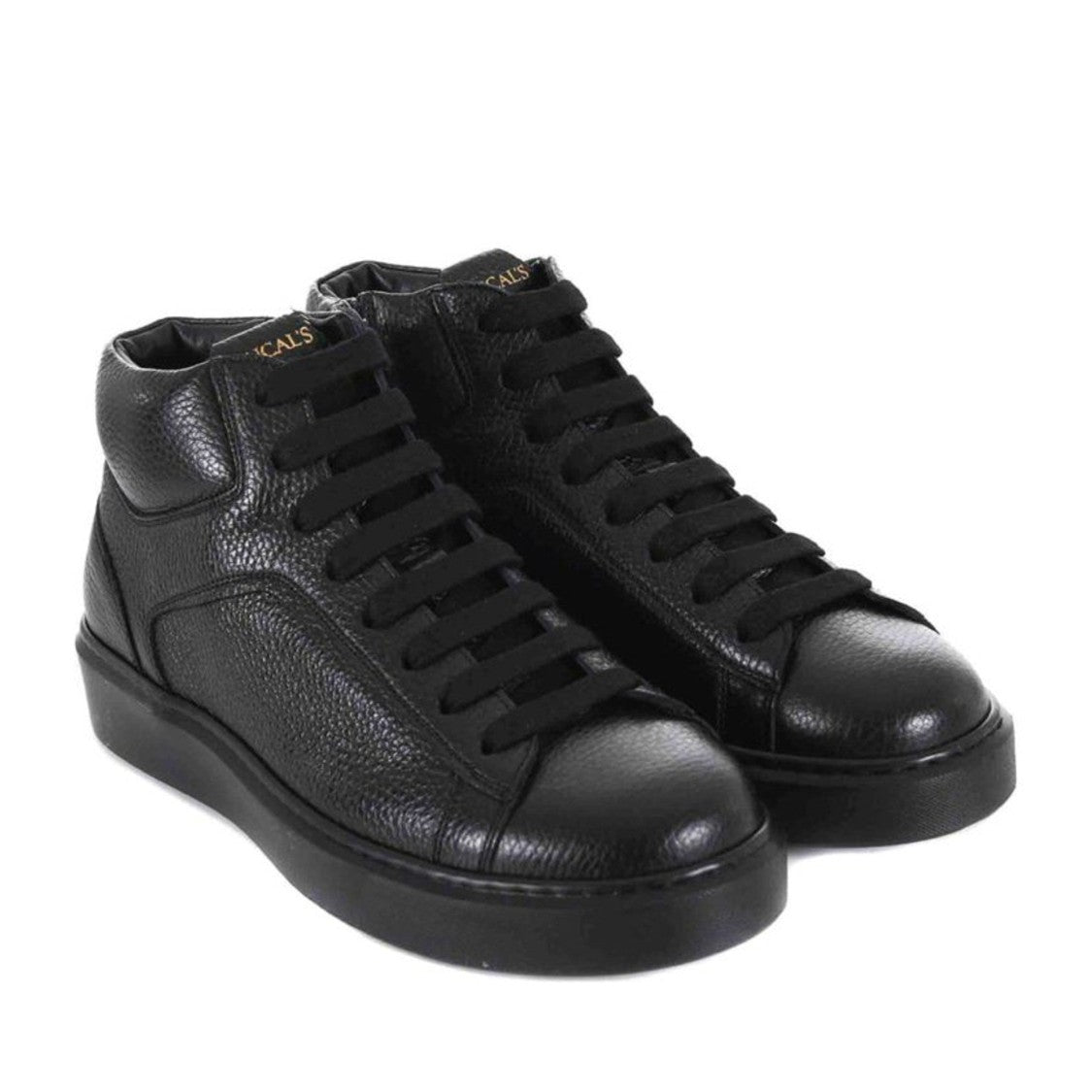 Doucal's Black High-Top Textured Leather Sneakers