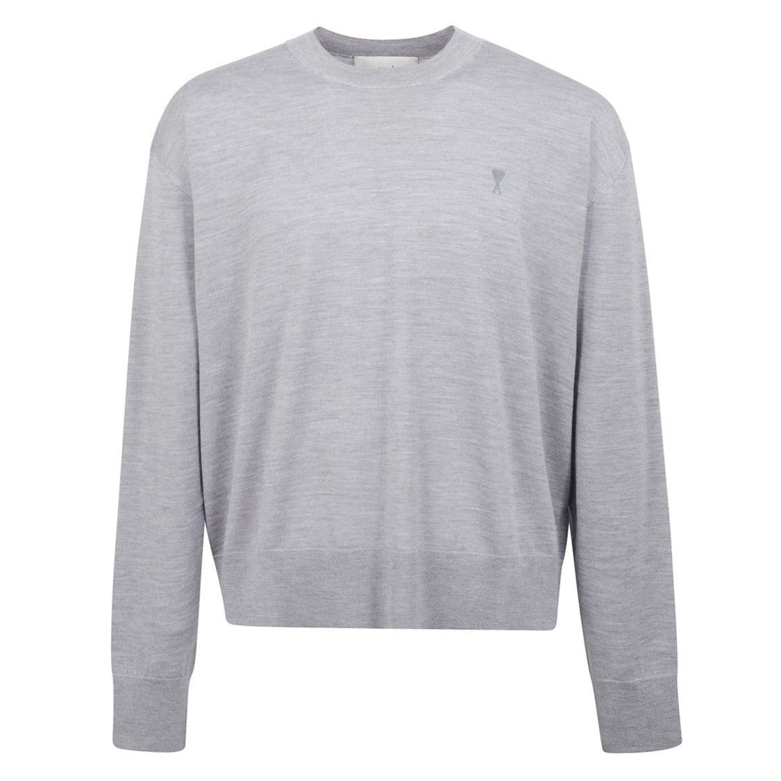 Ami Classic Long-Sleeved Crewneck Top With Logo