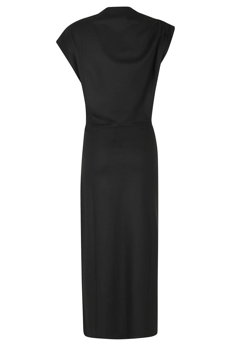 Isabel Marant Étoile Black Naerys Draped Flannel Jersey Ankle-Length Day Dress