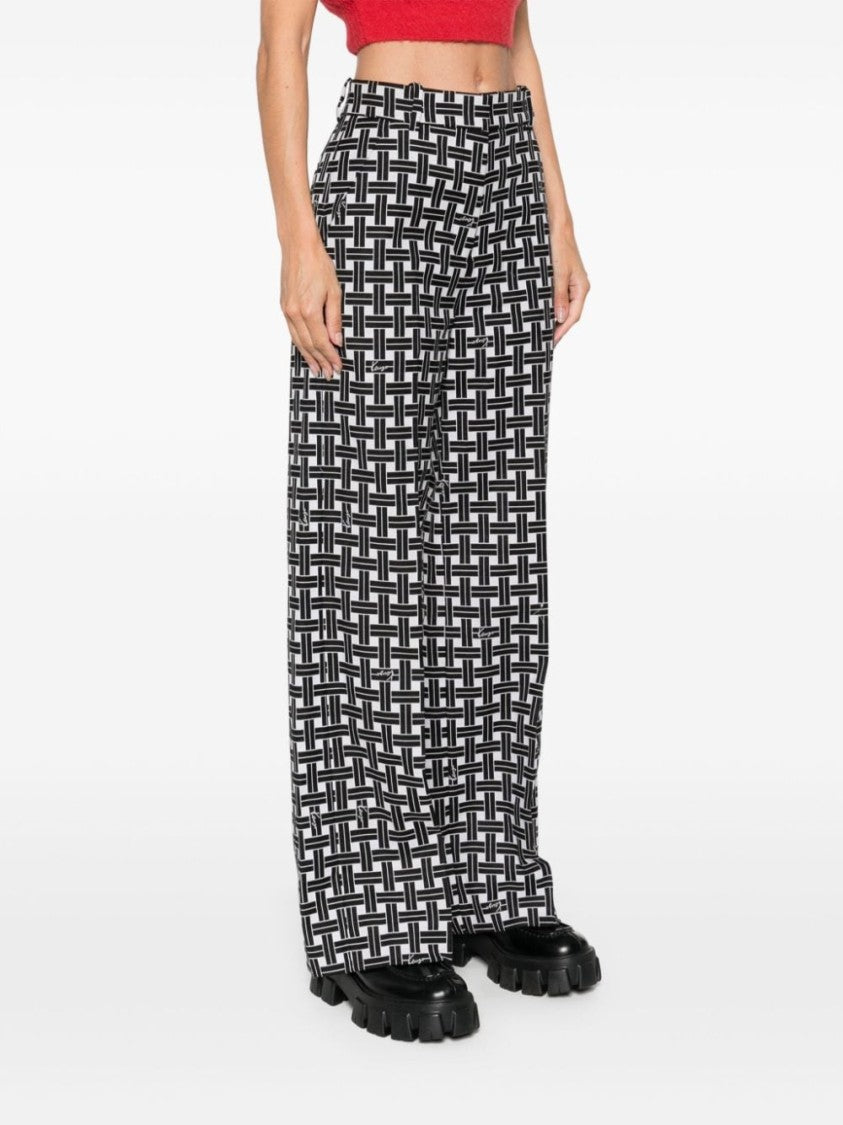 Kenzo White Geometric Pattern Trousers