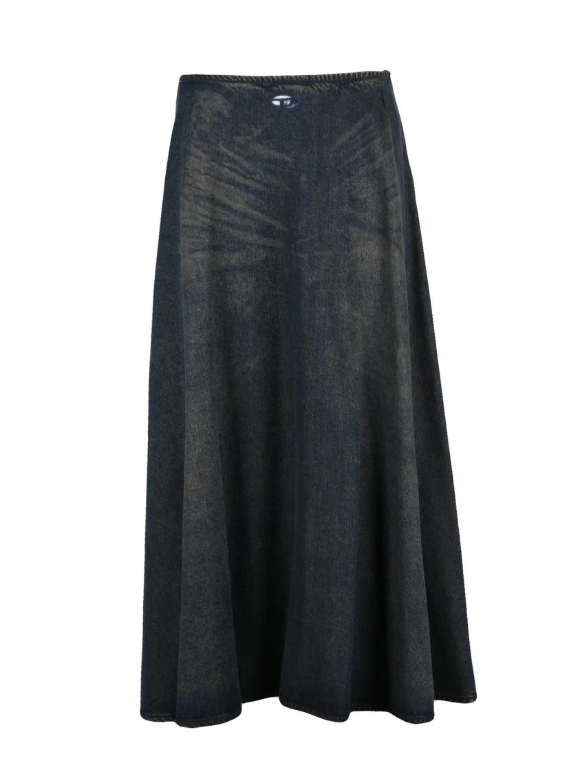 Diesel Flared Maxi Skirt With Fluid Drape And Zip Closure