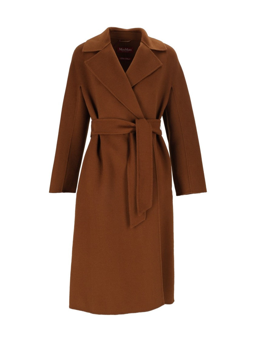 Max Mara Brown Cles Belted Wrap Coat