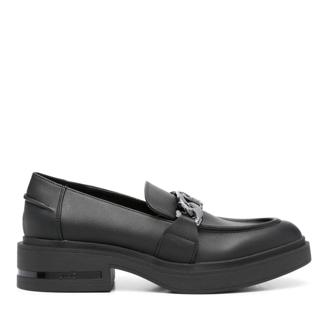 Liu Jo Black Gabrielle 23 Polyurethane Silver Chain Loafers