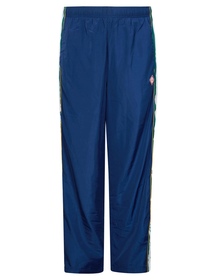 Casablanca Relaxed Fit Deep Blue Polyester Pants With Side Stripes