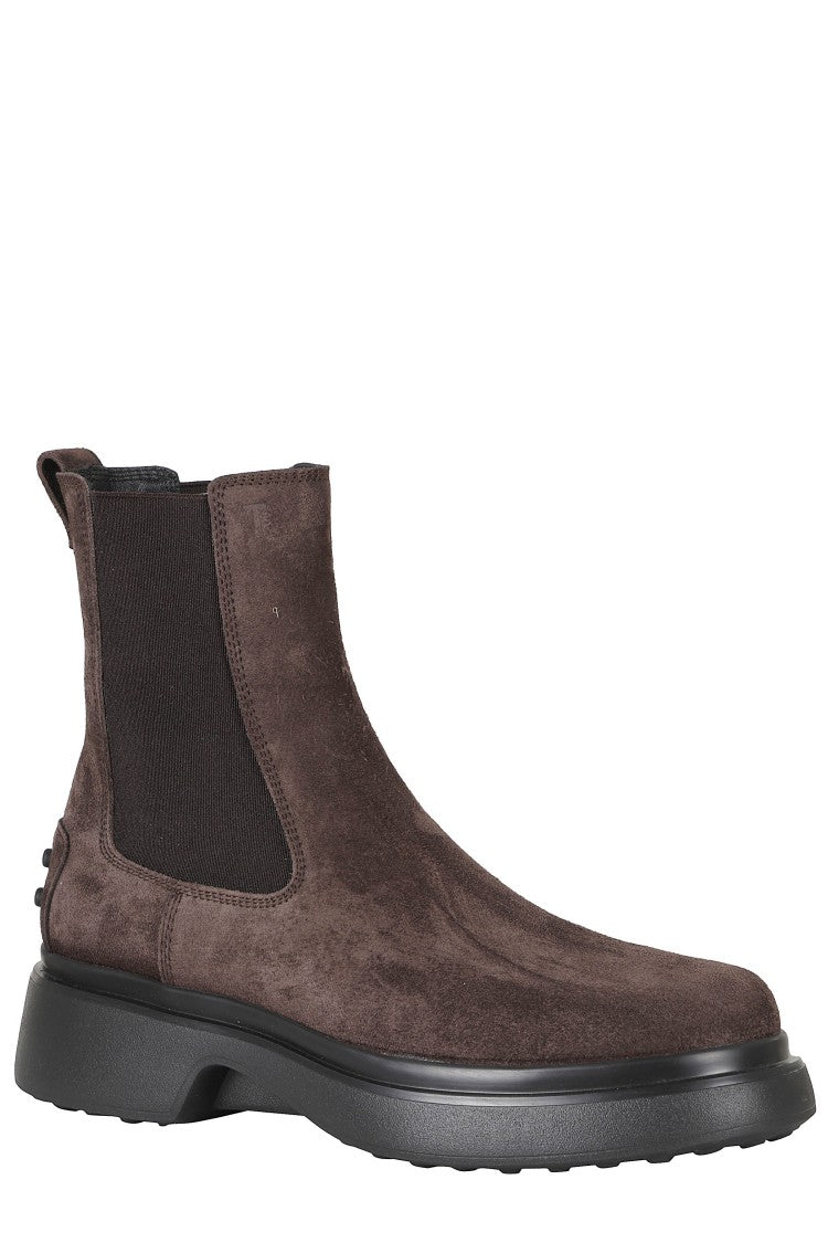 Tod's Coffee Suede Rubber Sole Boots