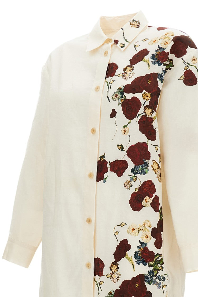 Khaite Midi-Length Botanical Floral Dress With A-Line Silhouette