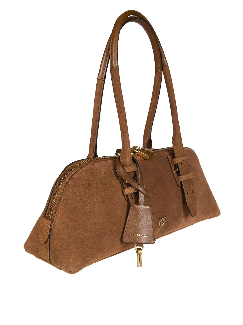 Pinko Bowling Baguette Big Soft Suede Handbag