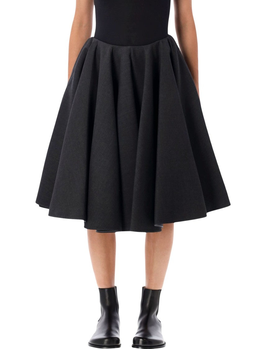Ami Paris Structured Peplum Midi Skirt In Double Wool Gabardine