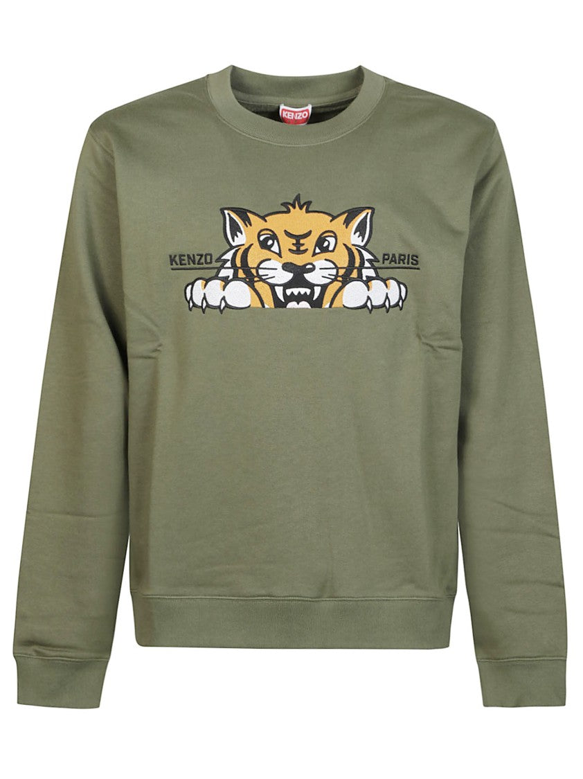 Kenzo Kenzo Happy Tiger Olive Sweatshirt