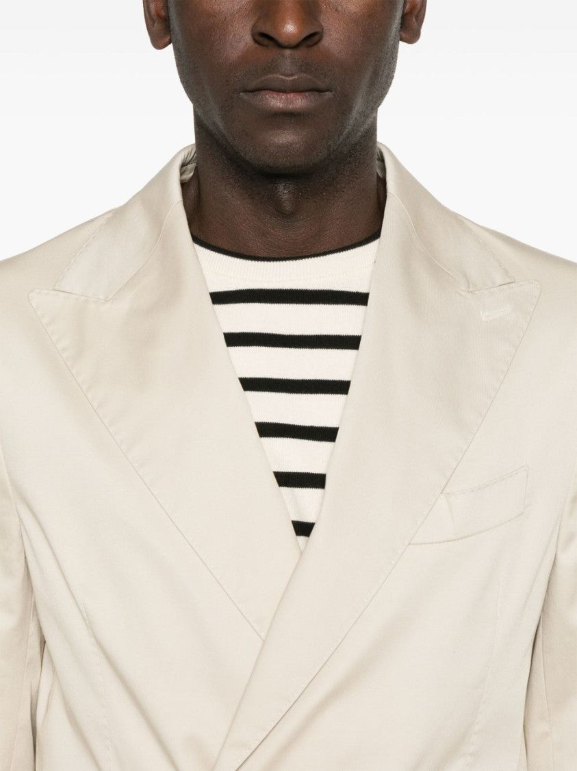 Doppiaa Double-Breasted Light Beige Blazer With Matching Trousers