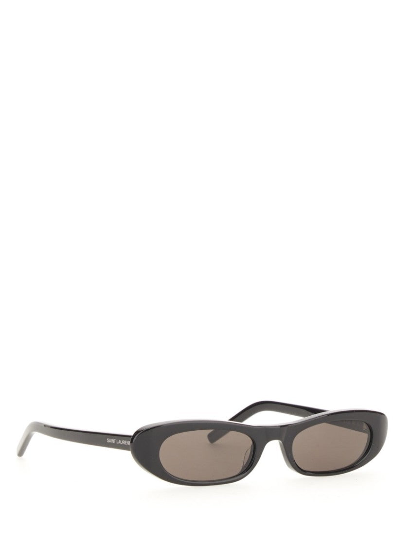 Saint Laurent Slim Oval Black Acetate Sunglasses With Tinted Lenses