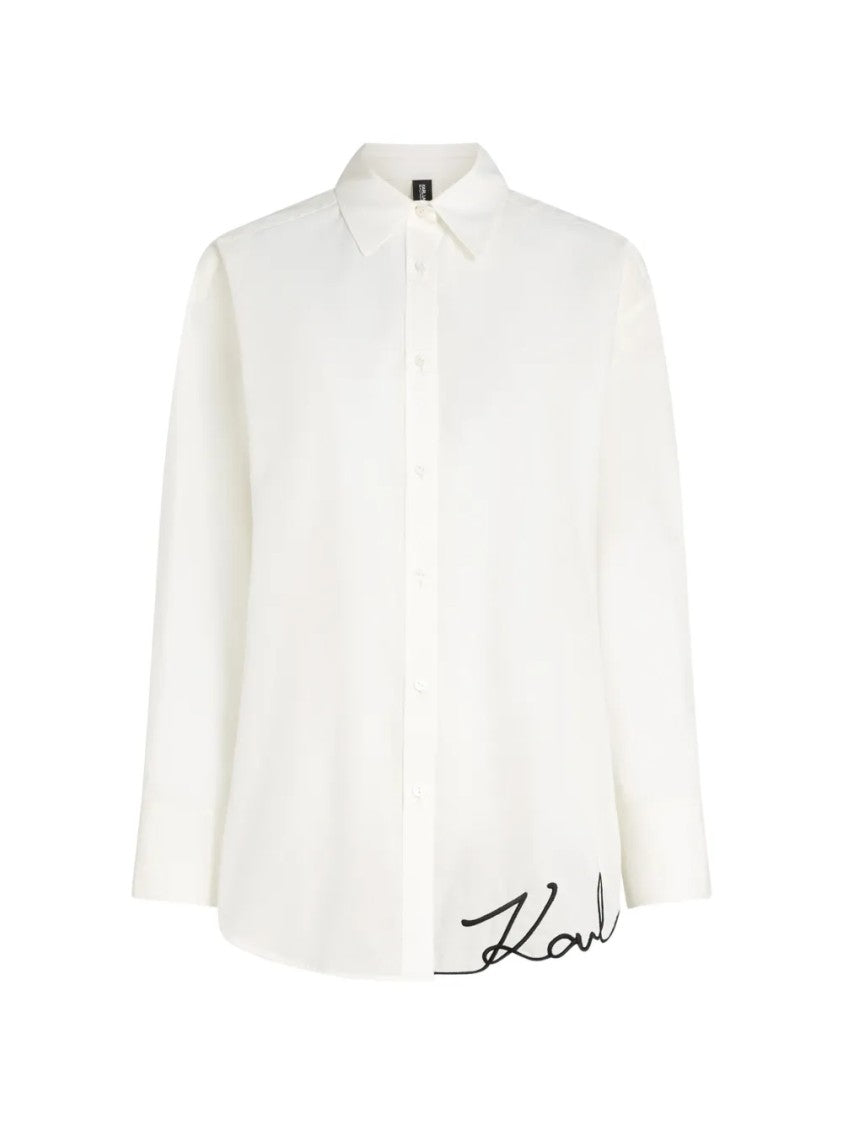 Karl Lagerfeld Classic White Button-Up Shirt With Signature Detail