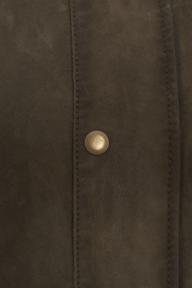 The Jackie Suede 'Balmoral' Jacket With High Collar And Four Functional Pockets