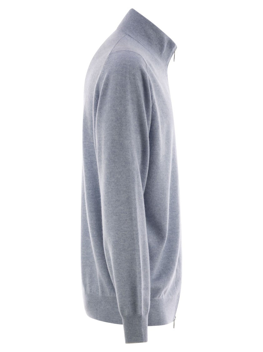 Brunello Cucinelli High-Necked Cashmere Cardigan With Zip