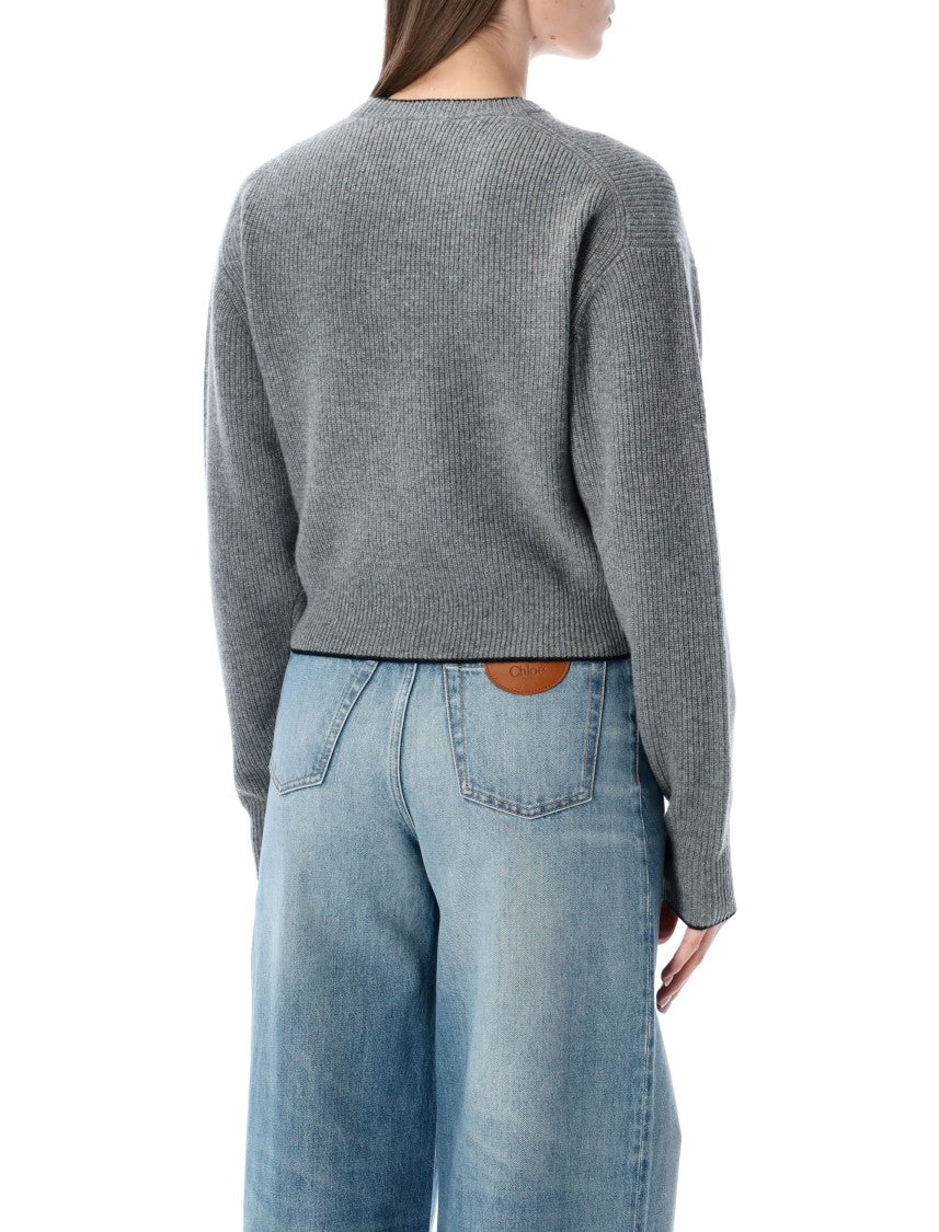 Chloé Cropped Knit Sweater With Heart Logo