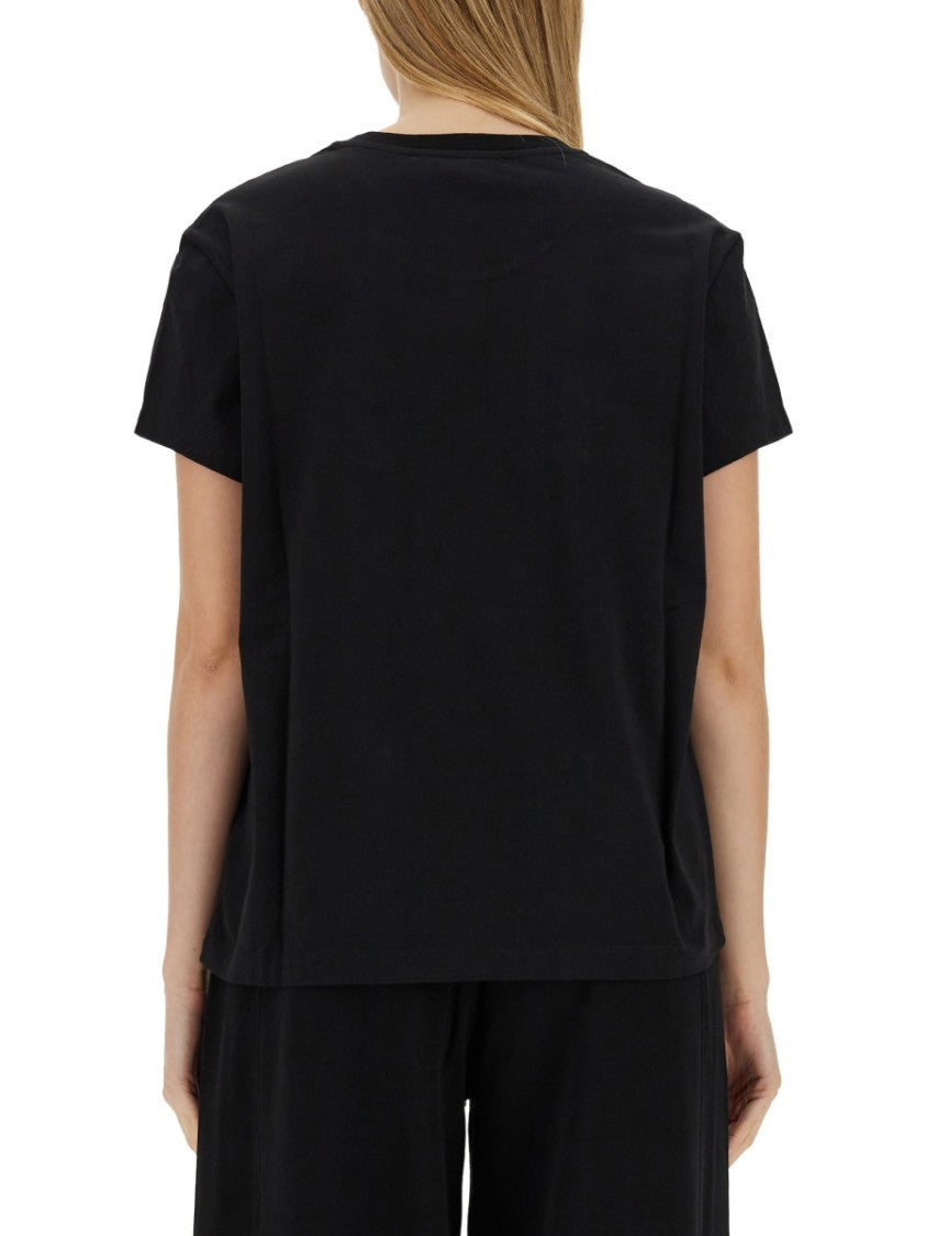 Stella Mccartney Oversized Black T-Shirt With Subtle Logo Detail