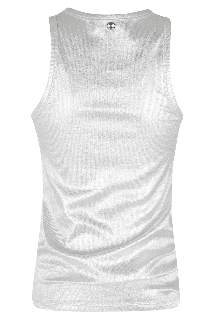 Rabanne Silver Signature Piercing Sleeveless Cotton Tank Top