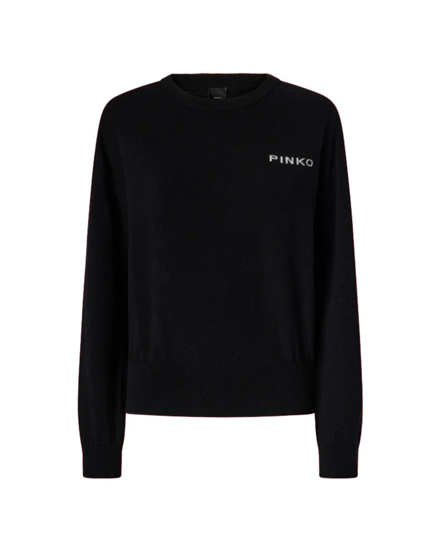 Pinko Sweater With Maxi Love Birds Logo – Black