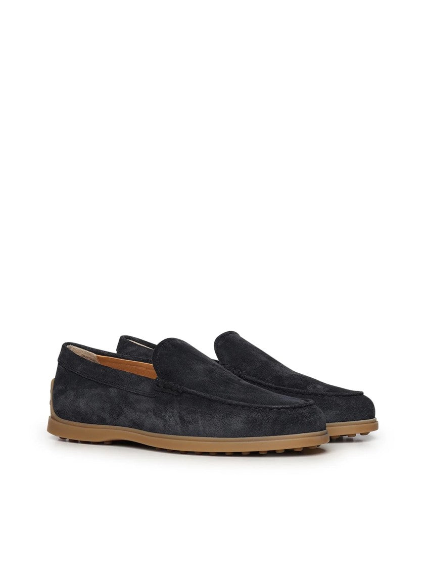 Tod's Moccasin-Style Black Suede Loafers With Contrasting Rubber Sole