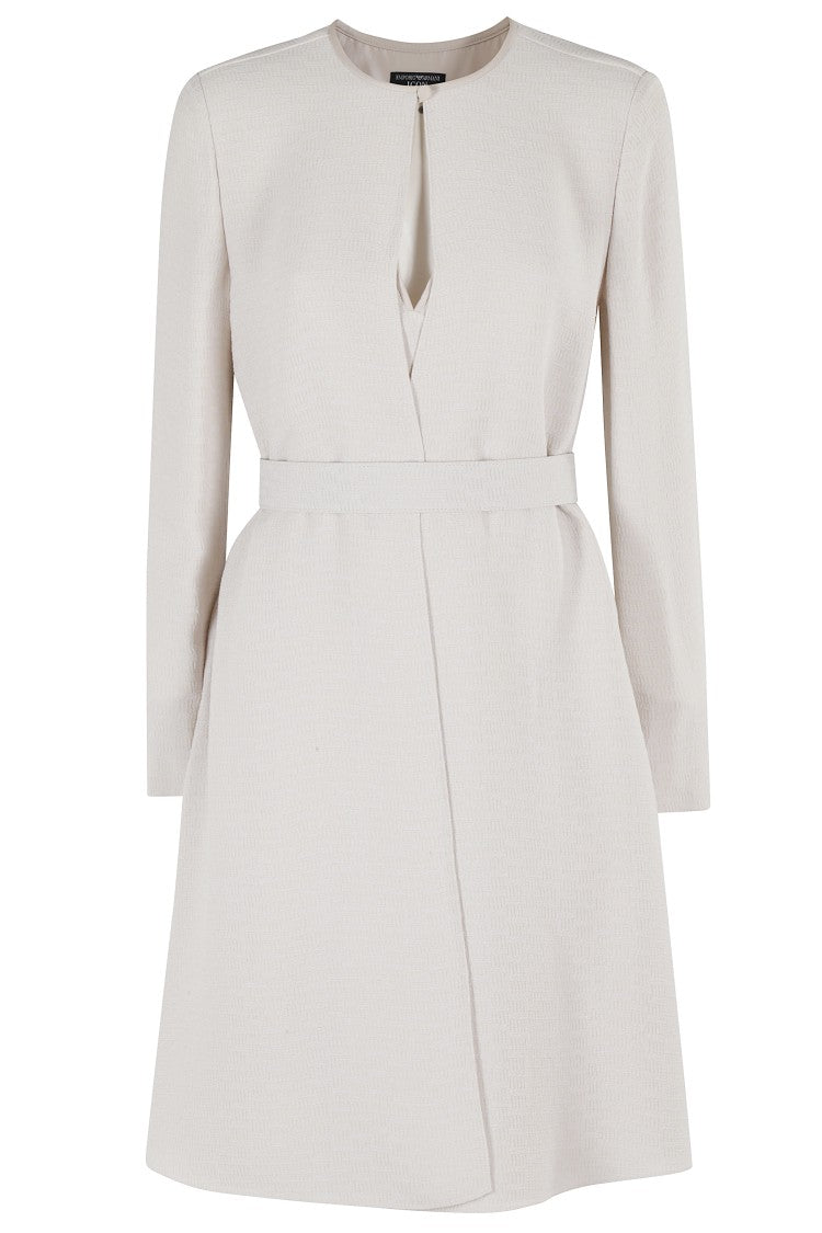 Emporio Armani Knee-Length Textured Dress With Tailored Silhouette