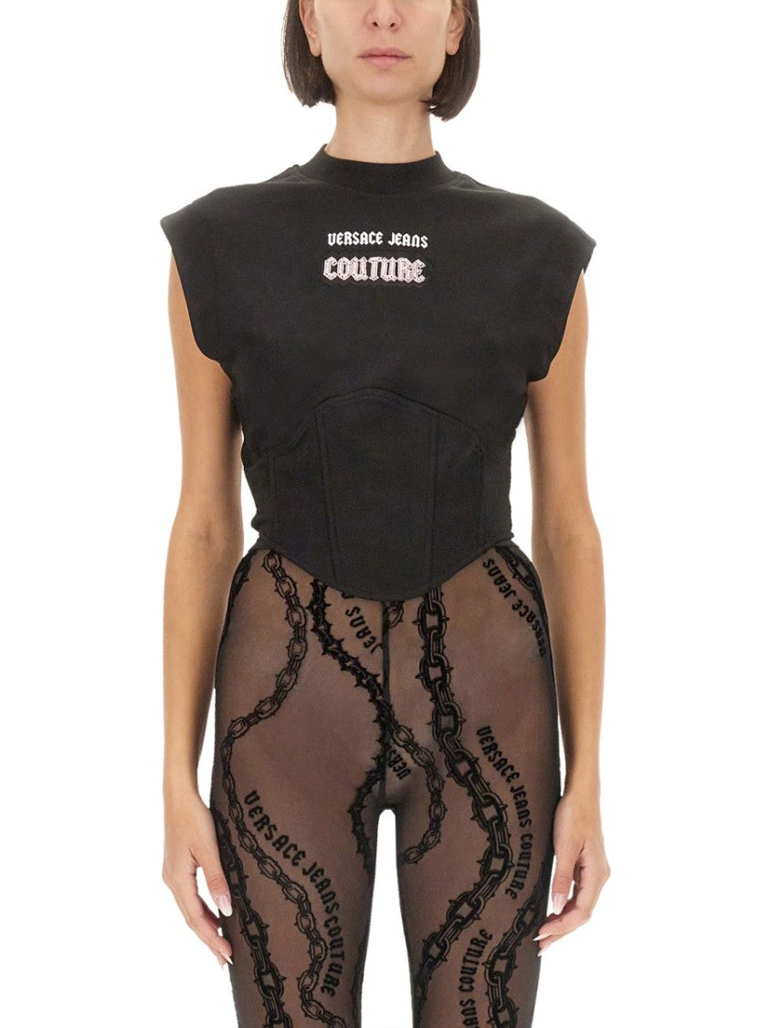 Versace Jeans Couture Slim-Fit Top With Contrasting Logo Detail