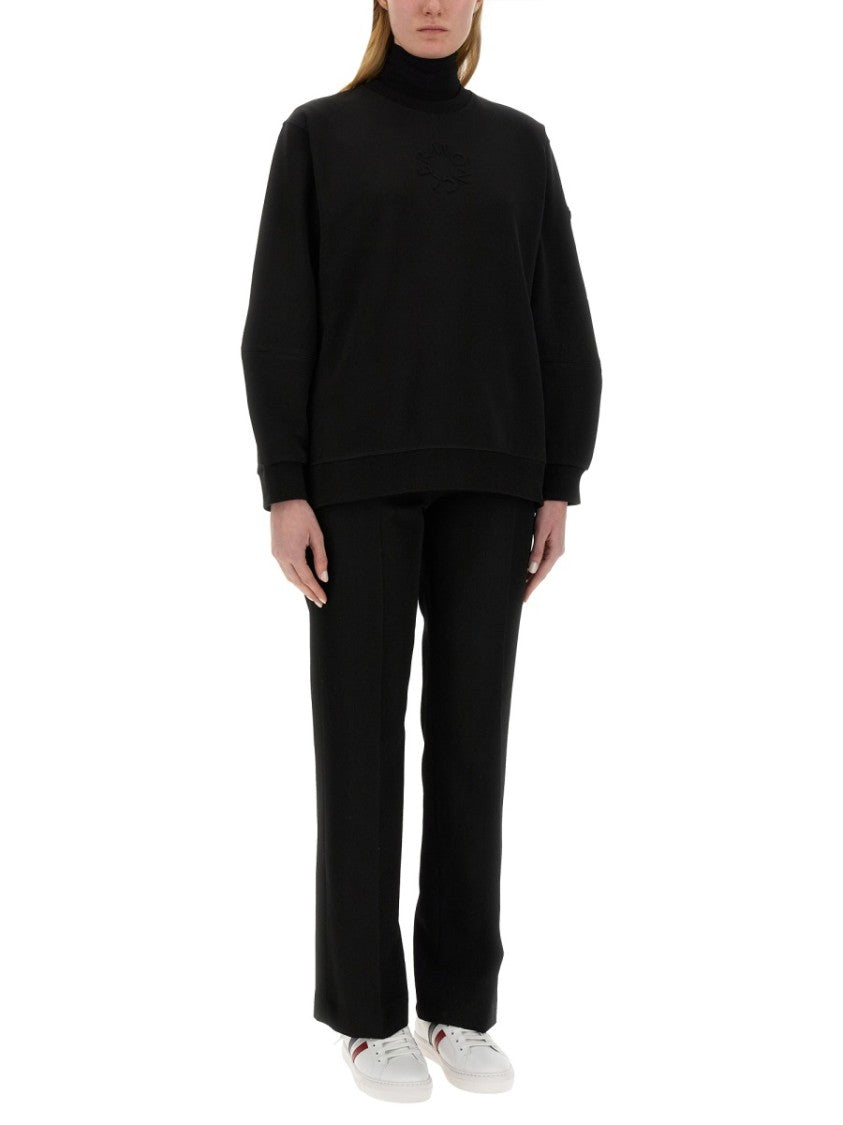 Moncler Cotton Crew Neck Sweatshirt With Signature Logo