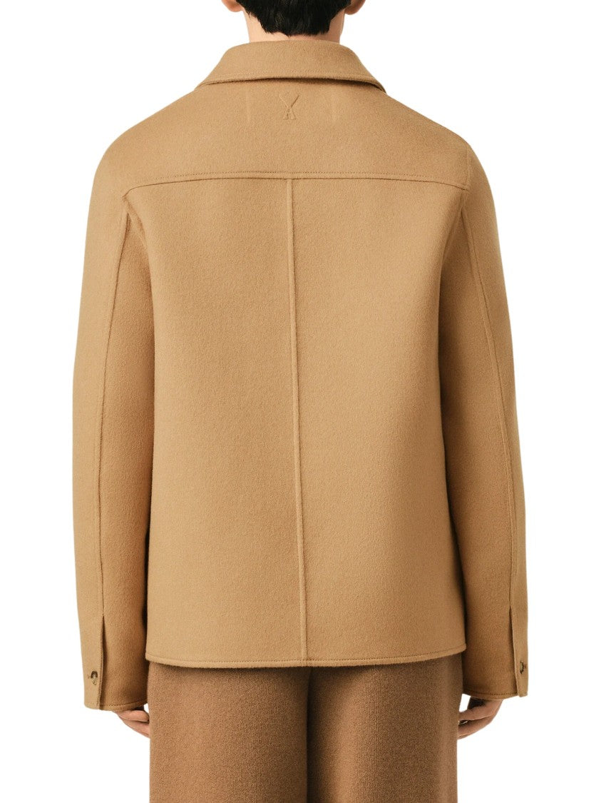 Ami Paris Beige Button-Down Wool-Blend Jacket