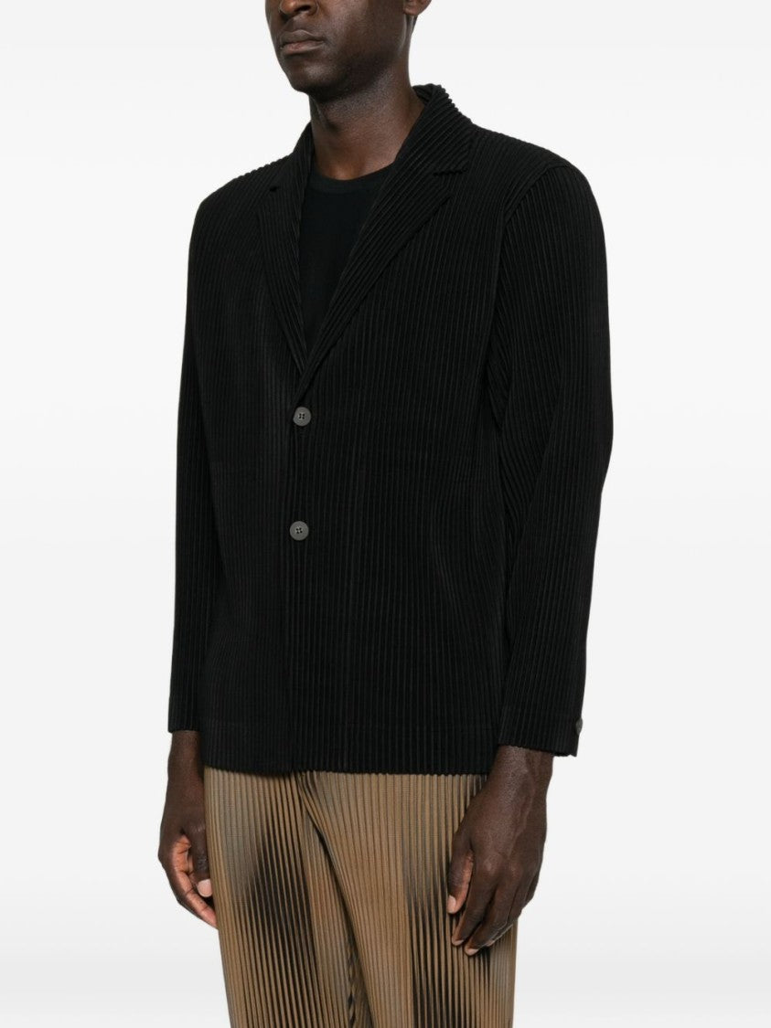 Homme Plissé Issey Miyake Boxy Ribbed Notched Lapel Jacket