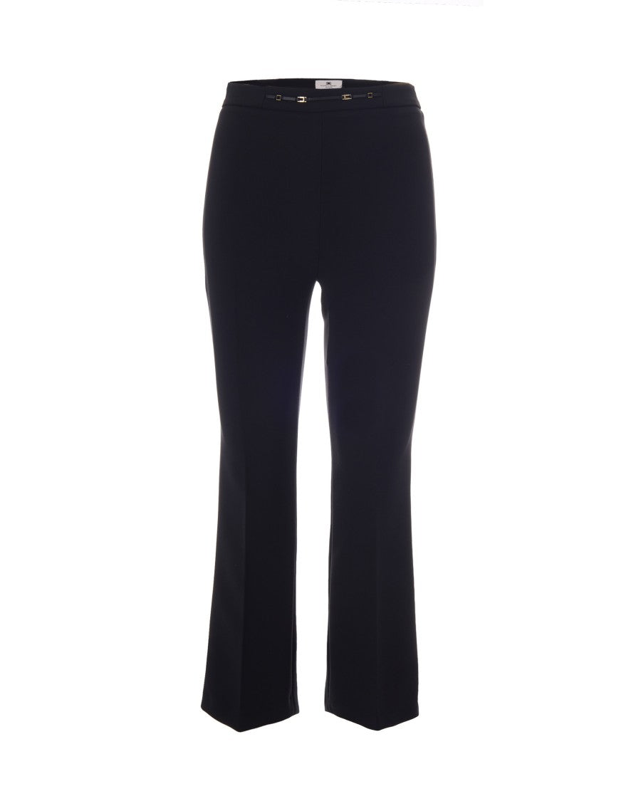 Elisabetta Franchi Black Trumpet Polyester Flared Pants
